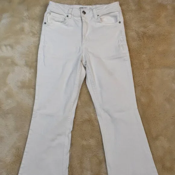 Garage White Flare Bell Bottom Jeans Women’s 3/26 Raw Hem Boho - Picture 4 of 10